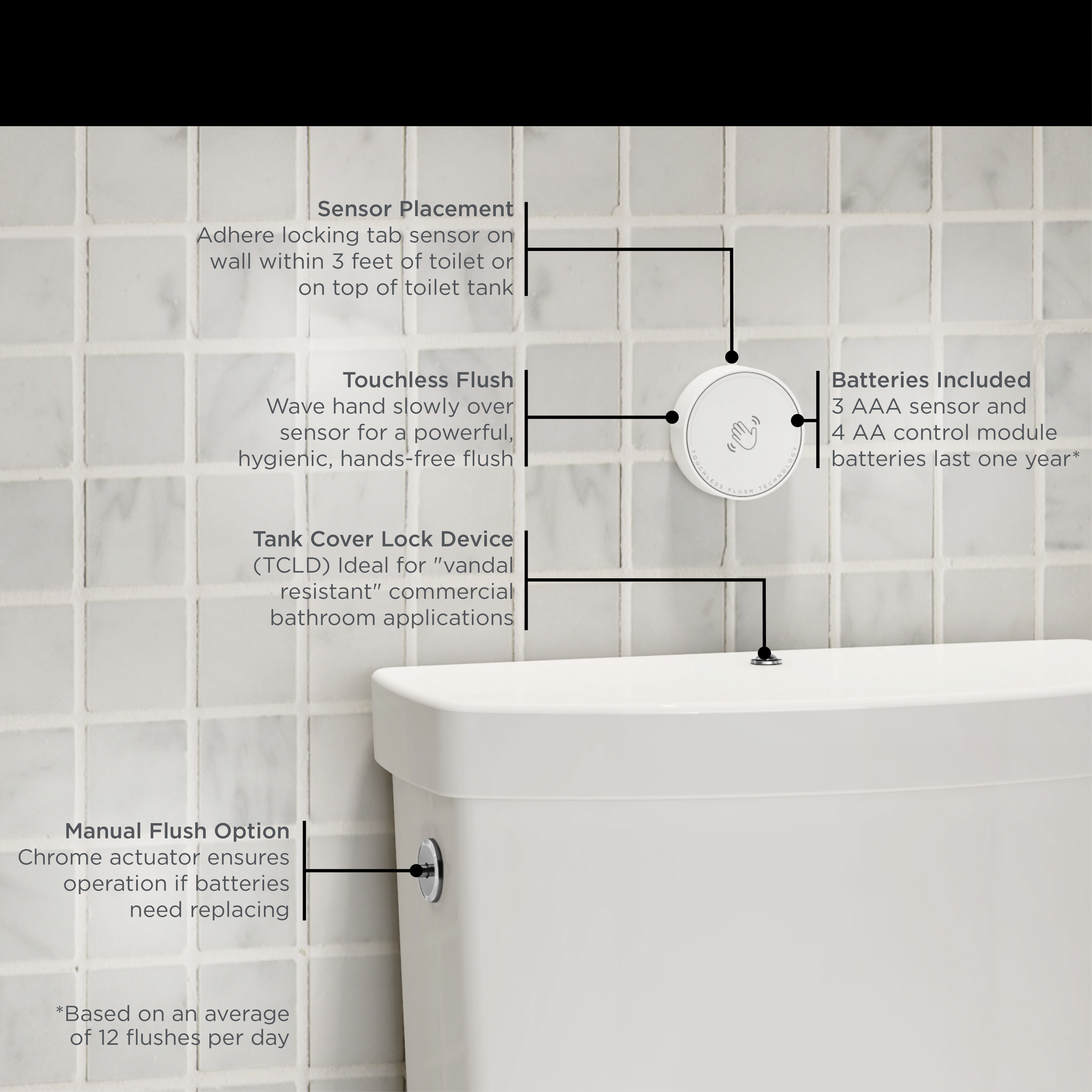 Cadet™ Touchless Chair Height Elongated Toilet with Locking Device